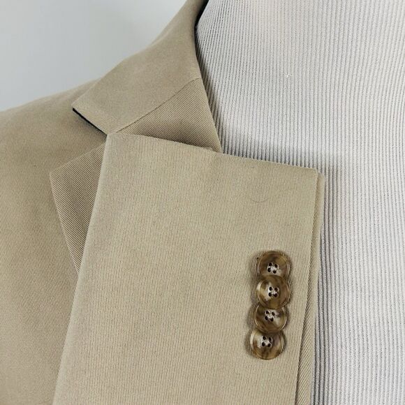 Jos A Bank 46L Tailored Fit Sport Coat Beige 100% Cotton Two Button Double Vents - Picture 5 of 8